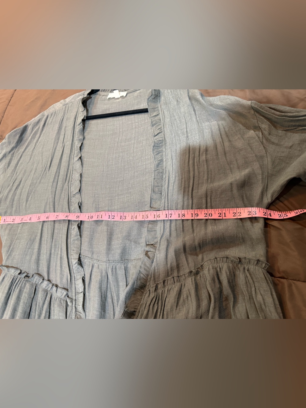 easel Sage Green Ruffled Open-Front Tunic - Picture 5 of 5